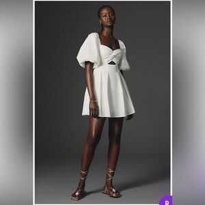 Anthropologie Moon River Puff-Sleeve Babydoll Dress